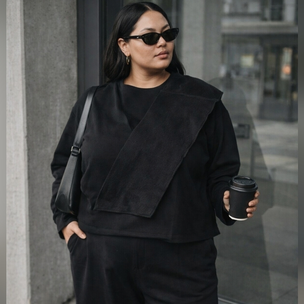 Girlfriend Collective Asymmetrical Sweatshirt – Black – 3X – NWT – Sustainable